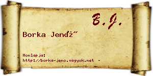 Borka Jenő névjegykártya
